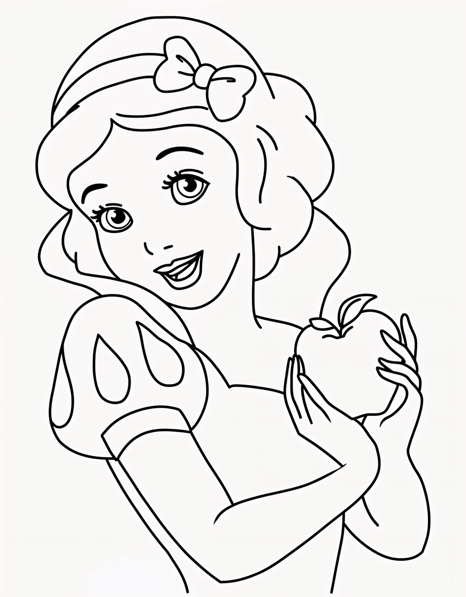 Disegno di Biancaneve con la mela da stampare