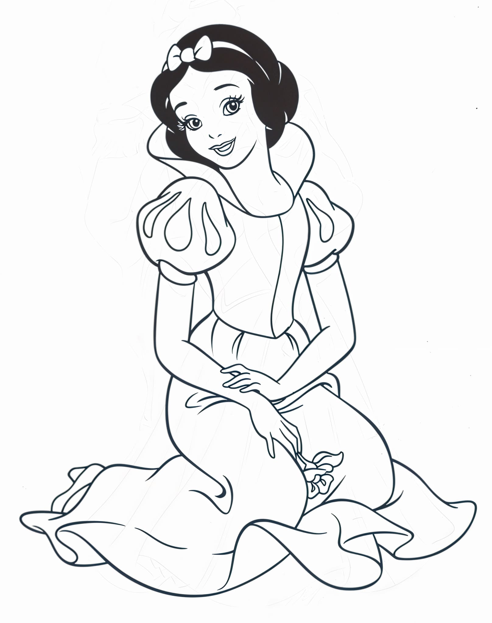 Disegno di Biancaneve seduta da colorare