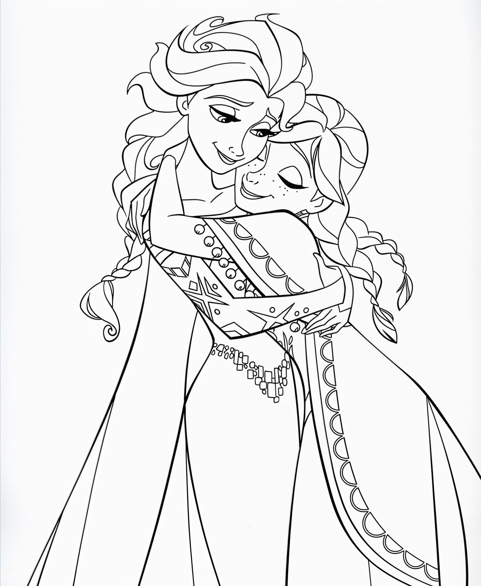 Elsa e anna di frozen da colorare