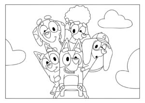 Disegno di bluey con i suoi amici da colorare e stampare