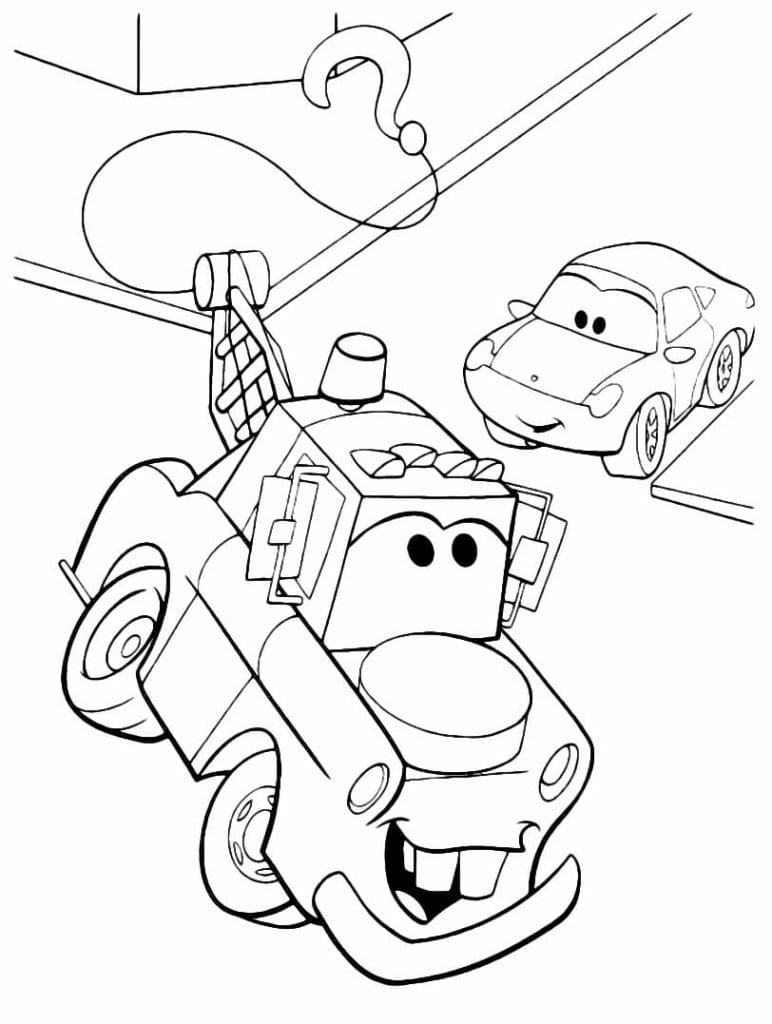 Disegno di cricchetto e sally di cars da colorare