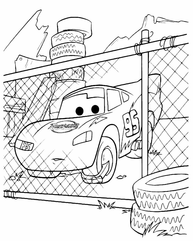 Disegno di saetta mcqueen del film cars da colorare