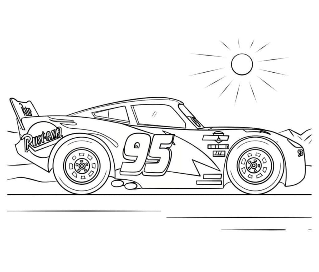 Disegno di saetta mcqueen di cars da colorare e stampare