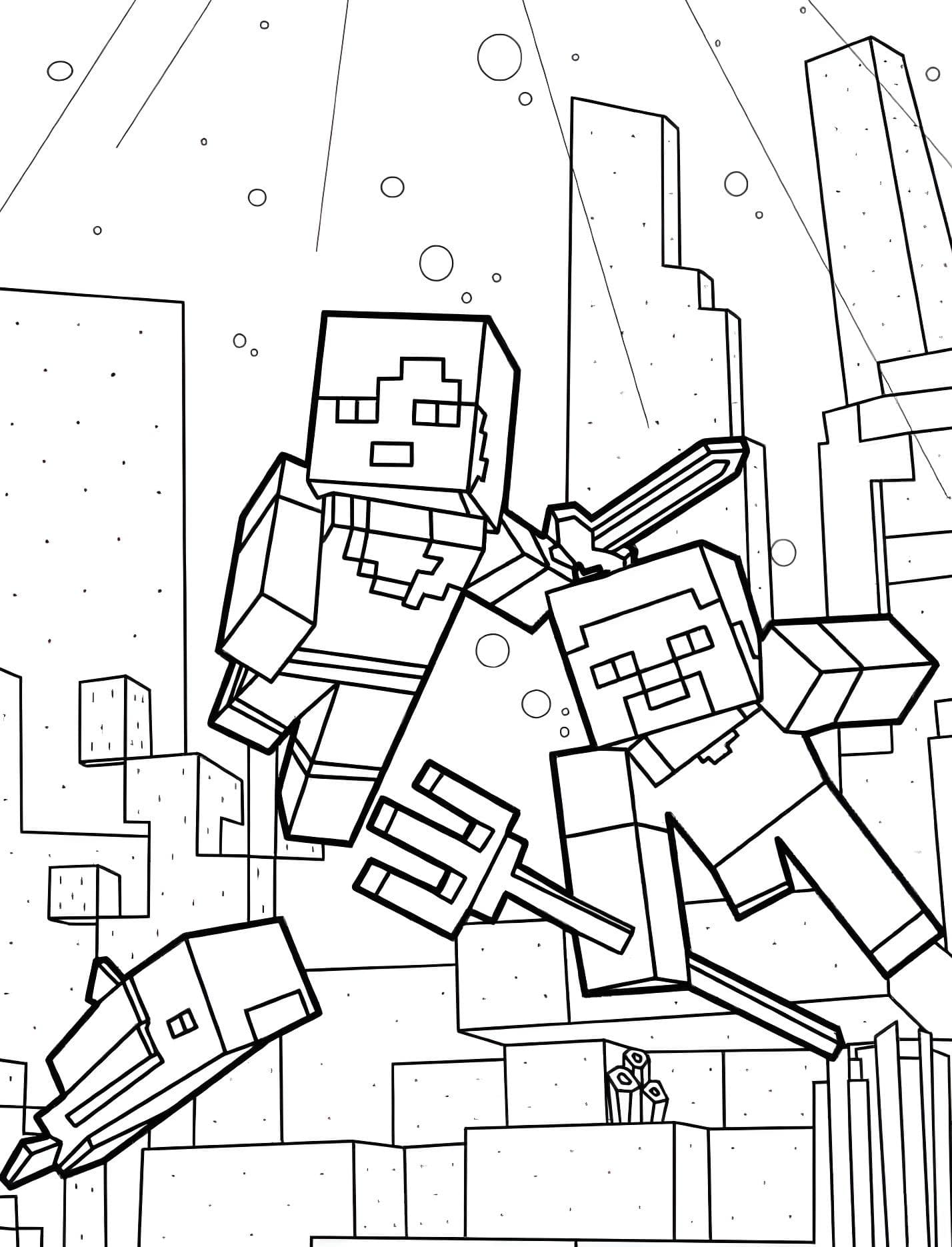 Steve nel mare di minecraft da stampare