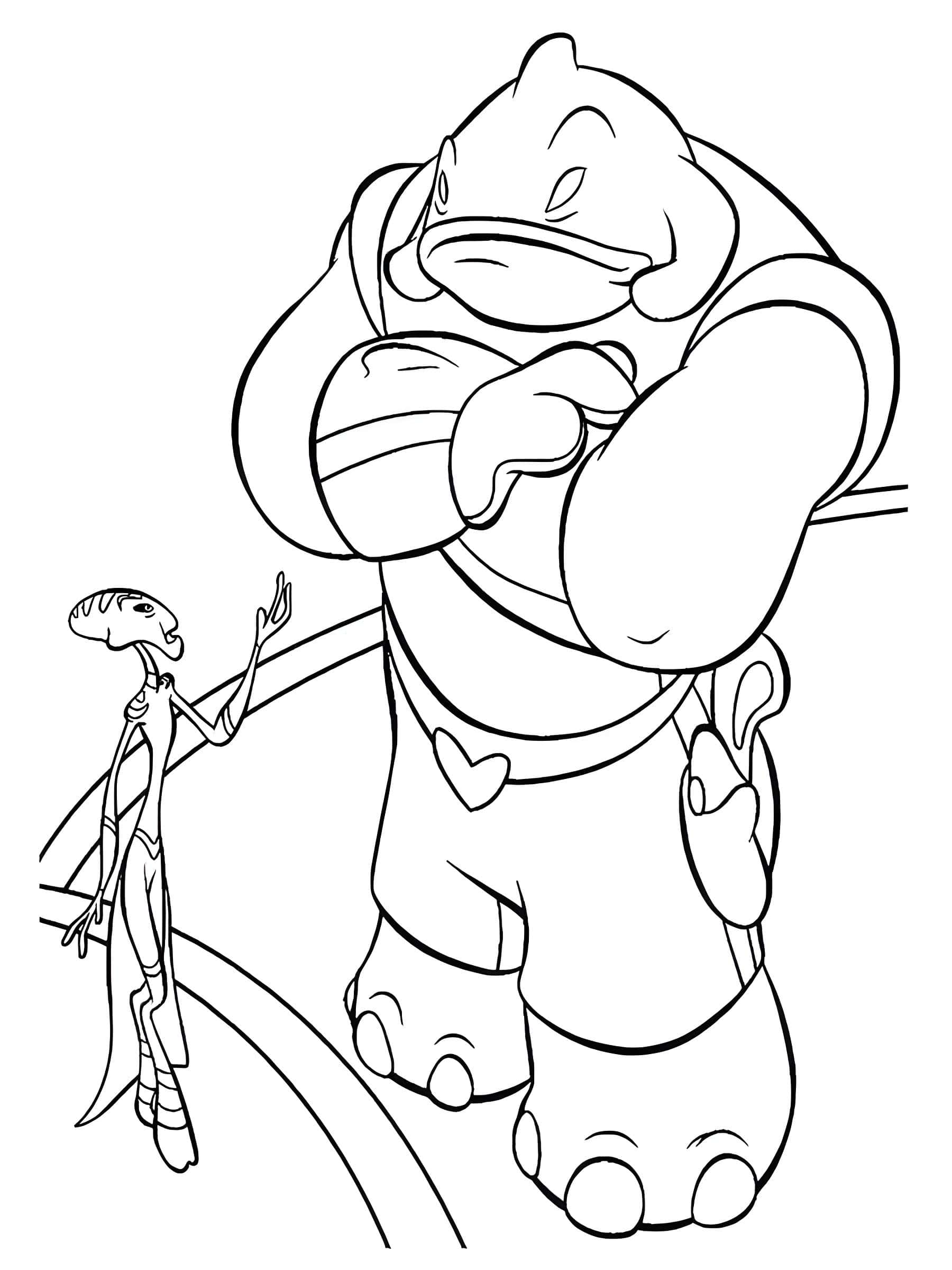 Disegno di gantu e pleakley di lilo e stitch da colorare