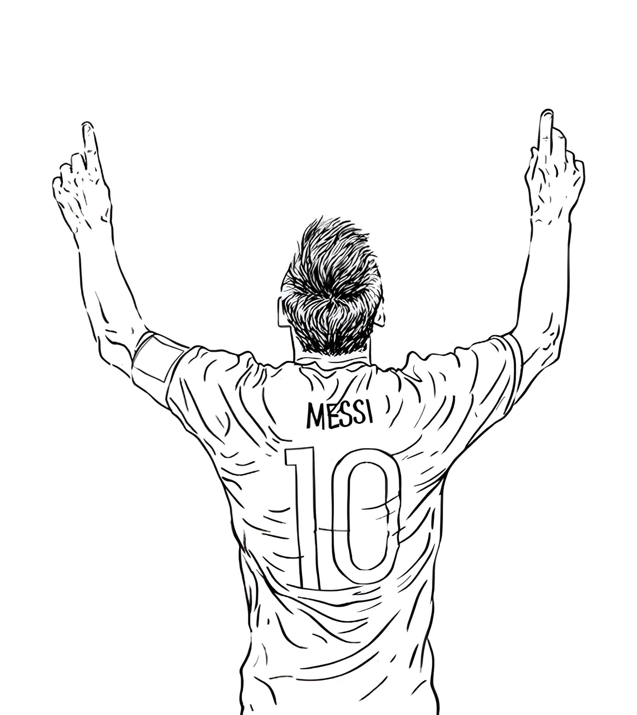 Disegno di lionel messi che indica il cielo da colorare