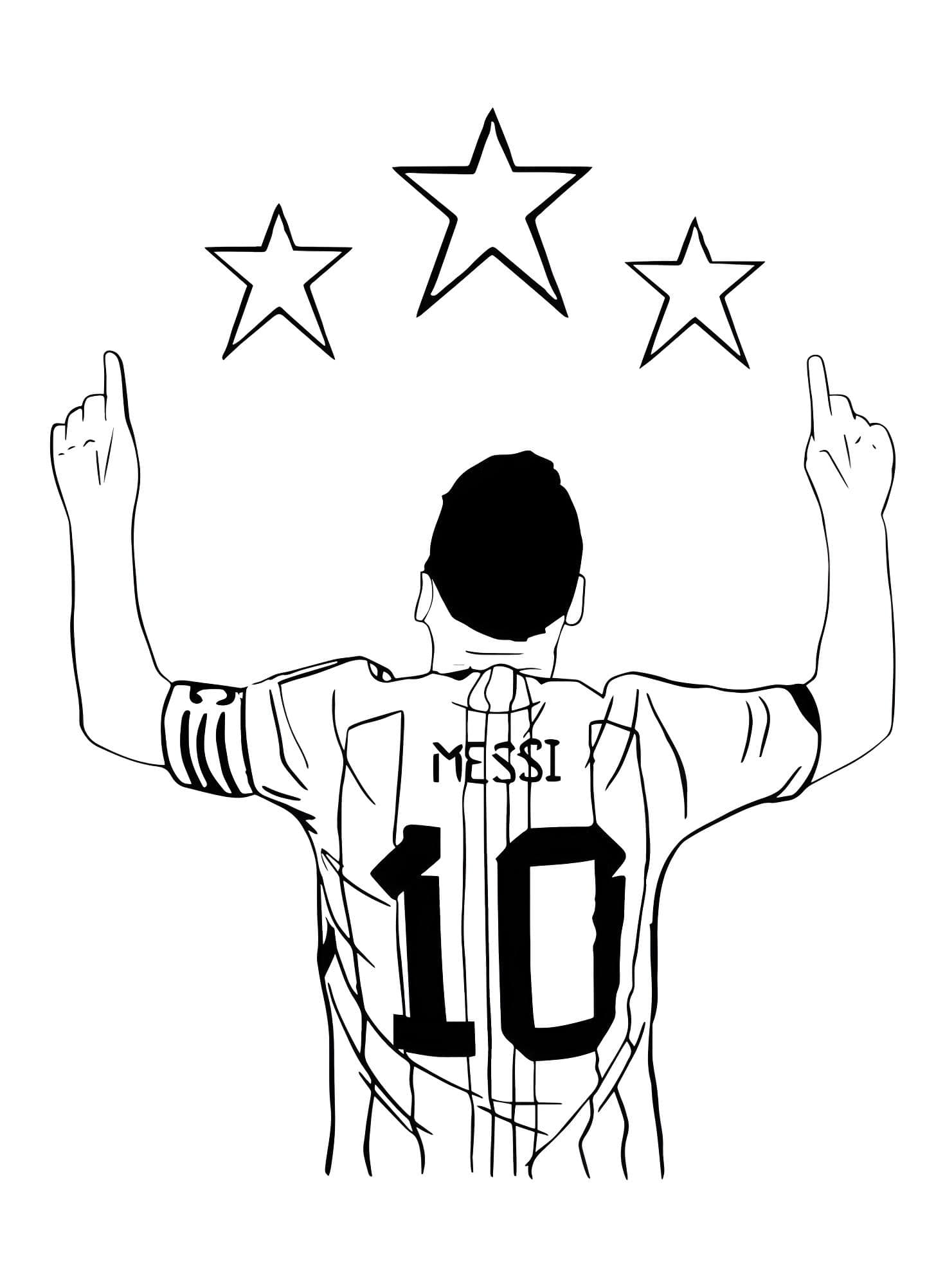 Disegno di lionel messi che indica il cielo da stampare