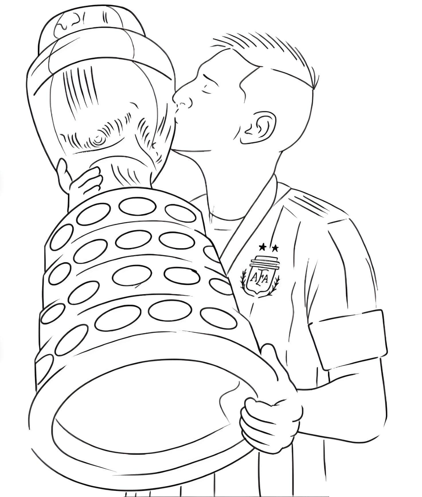 Disegno di lionel messi con la copa américa da colorare