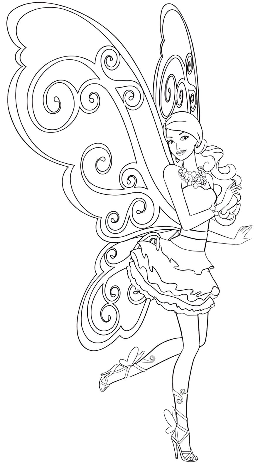 Disegno di barbie fatina da colorare