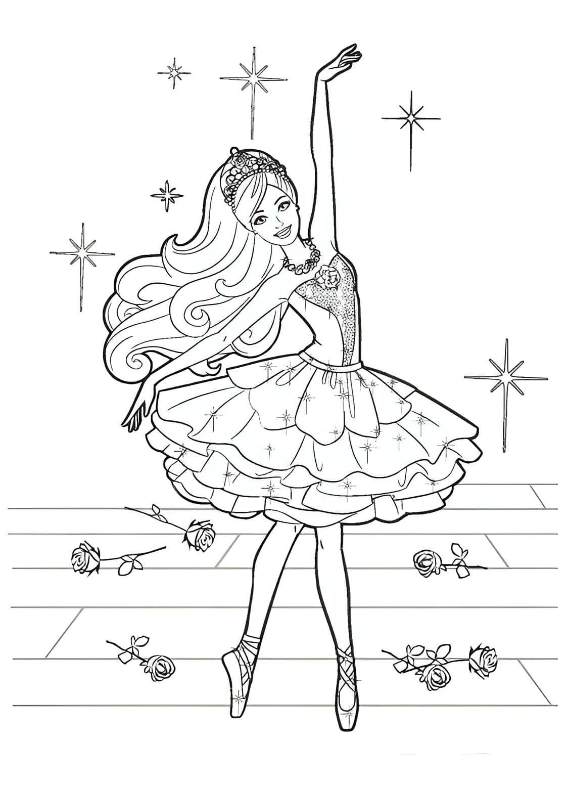 Disegno di barbie ballerina da colorare