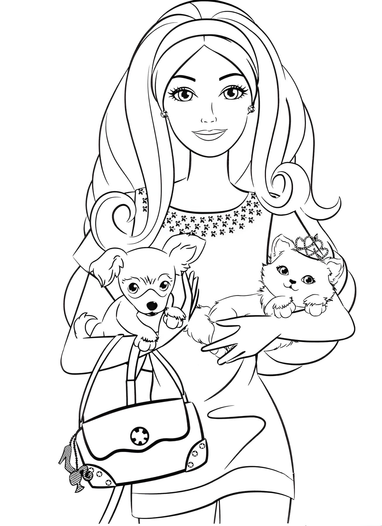 Disegno di barbie bava di cane da colorare
