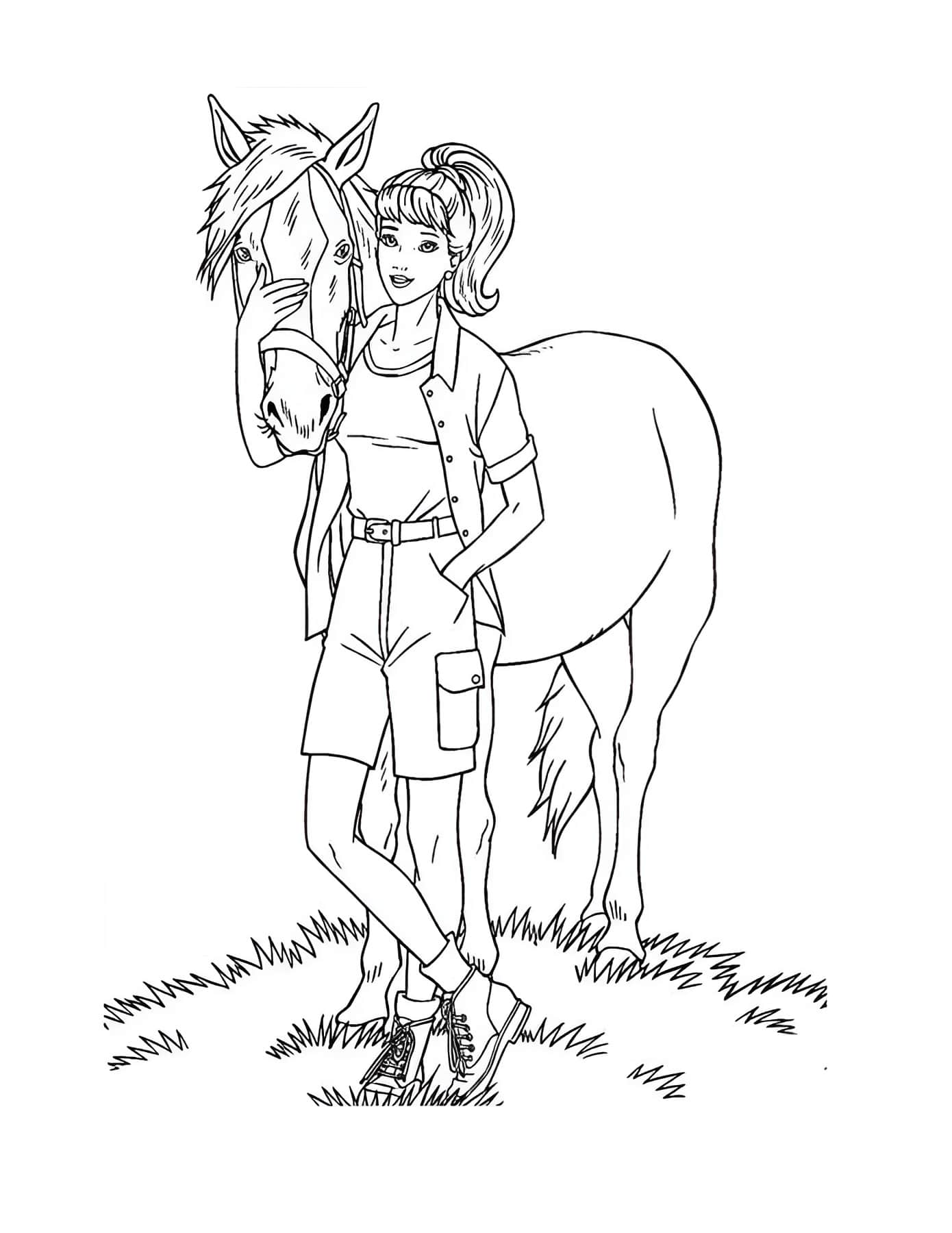 Disegno di barbie con cavallo da colorare