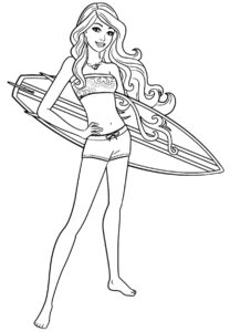 Disegno di barbie surfista da colorare