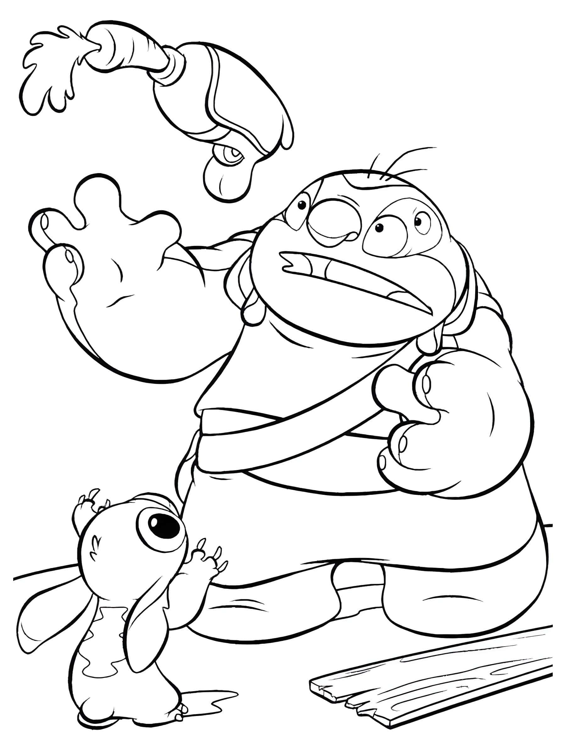 Disegno di jumba jookiba e stitch da colorare